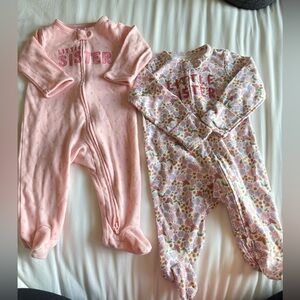 Carter's Pink and Floral 'Little Sister' Footies